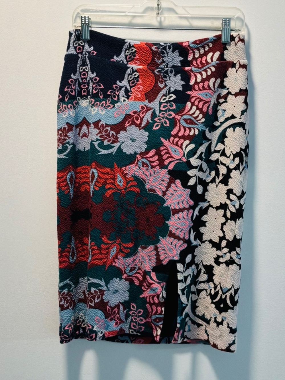 Anthropologie Zmaeve Tearoom Textured Knit Pencil Skirt Floral Patchwork Medium